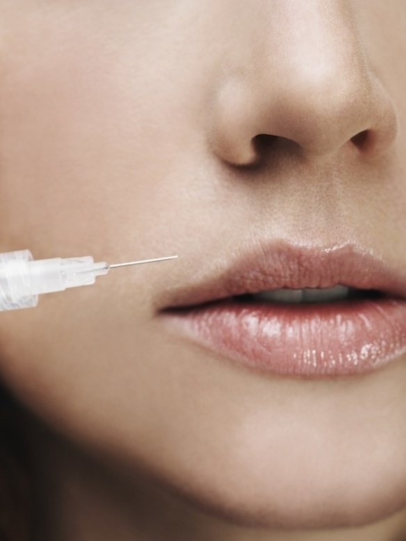 Needle near lips