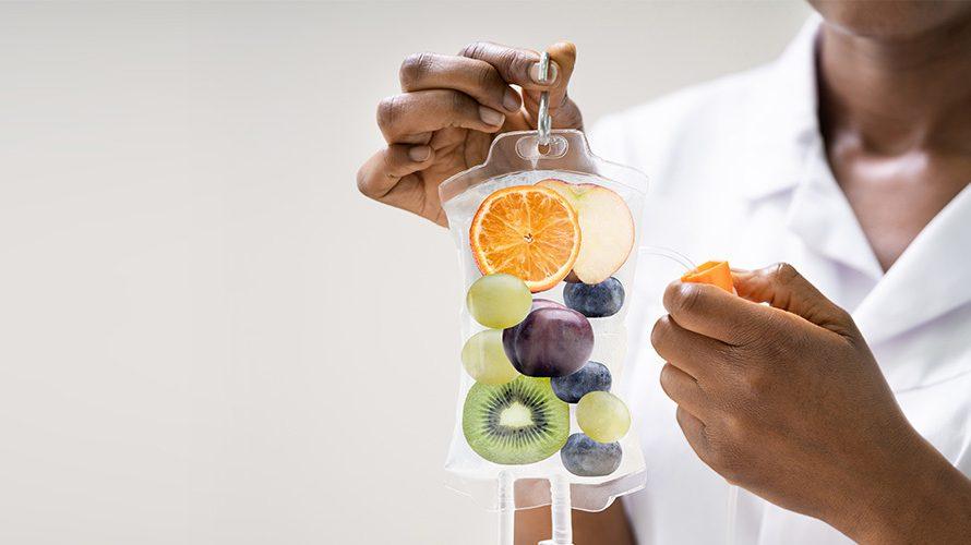 IV bag filled with fruit