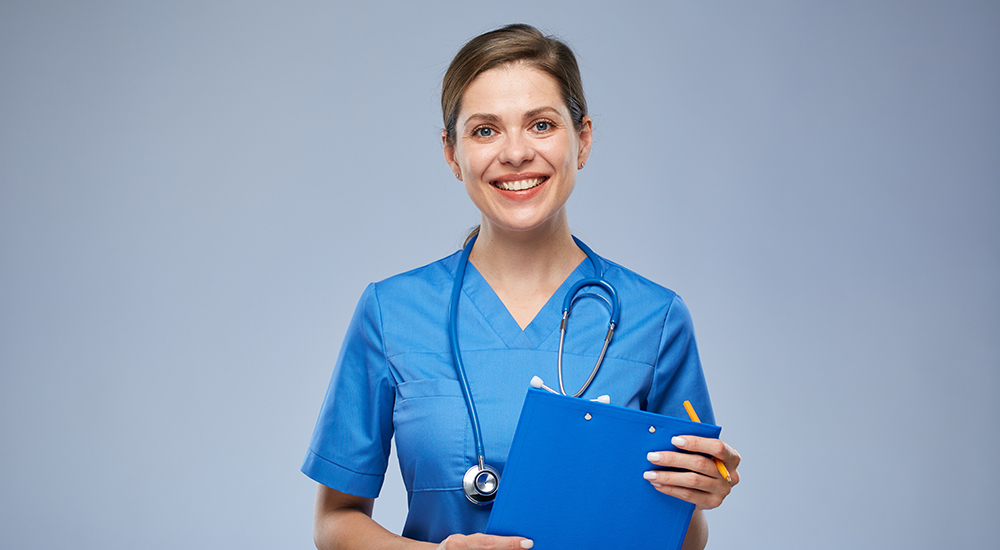 Nurse holding clipboard