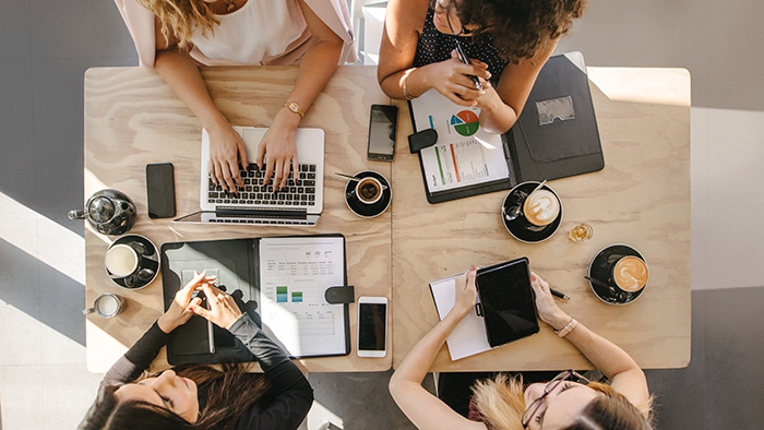 Four people for a marketing plan