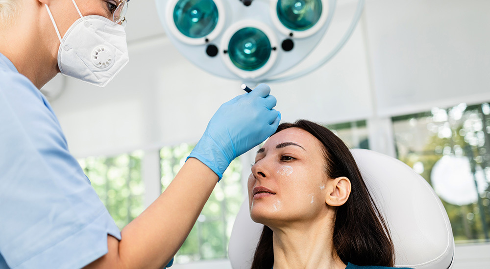 Med spa patient is prepped for injection